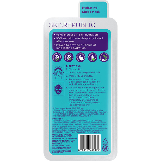 Skin Republic Hyaluronic Acid & Collagen Face Mask