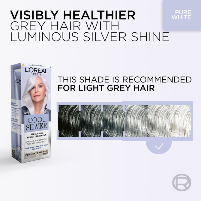 L'Oréal Paris Cool Silver Pure White Enhancing Silver Treatment for Natural Grey Hair