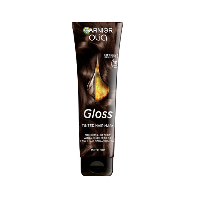 Garnier Olia Gloss - Expensive Brunette - Tinted Hair Mask, Extra Glossy, Healthy Hair With A Touch Of Colour 150ml
