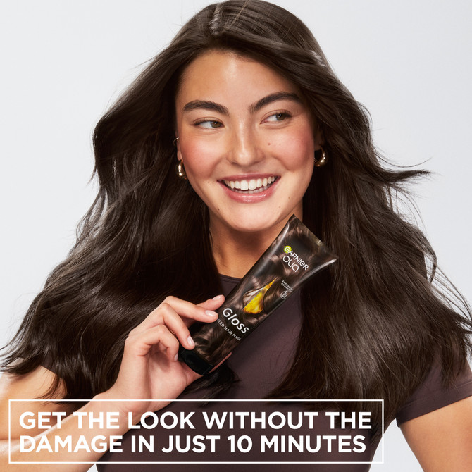 Garnier Olia Gloss - Expensive Brunette - Tinted Hair Mask, Extra Glossy, Healthy Hair With A Touch Of Colour 150ml