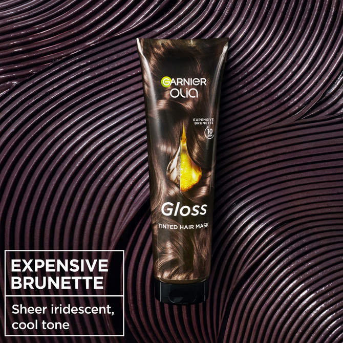Garnier Olia Gloss - Expensive Brunette - Tinted Hair Mask, Extra Glossy, Healthy Hair With A Touch Of Colour 150ml