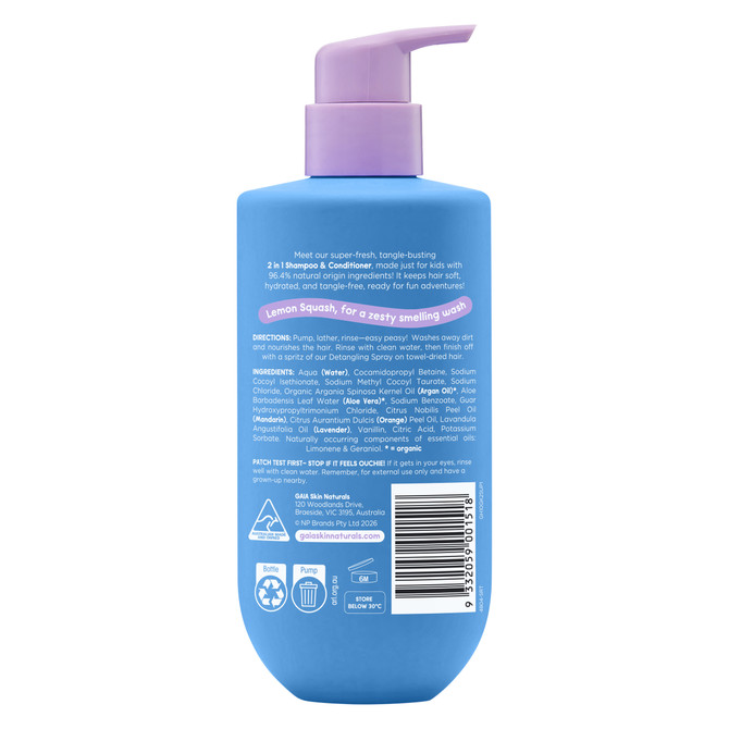 GAIA Natural Kids 2 in 1 Shampoo & Conditioner 350mL 