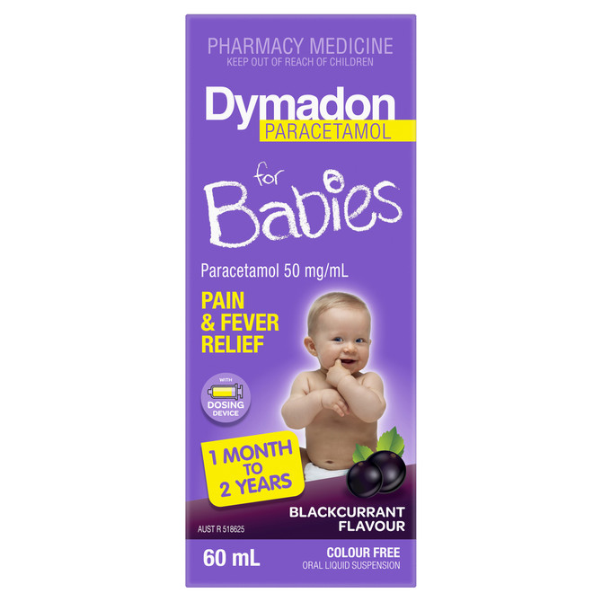 Dymadon Paracetamol for Babies 1mth-2yrs BLACKCURRANT 60mL
