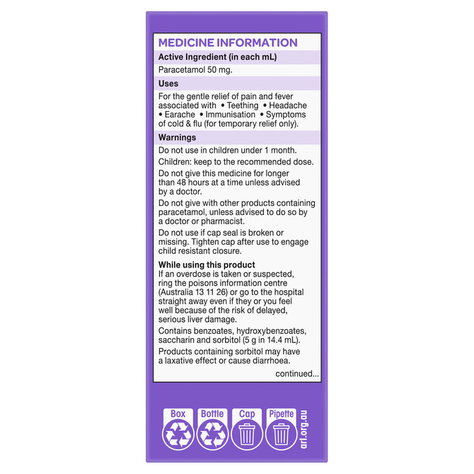 Dymadon Paracetamol for Babies 1mth-2yrs BLACKCURRANT 60mL