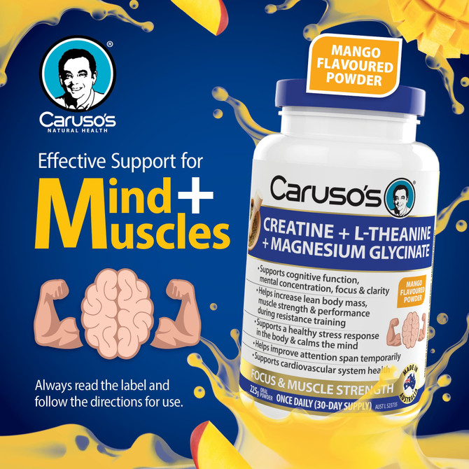Caruso's Creatine + L-Theanine + Magnesium  Glycinate 225g