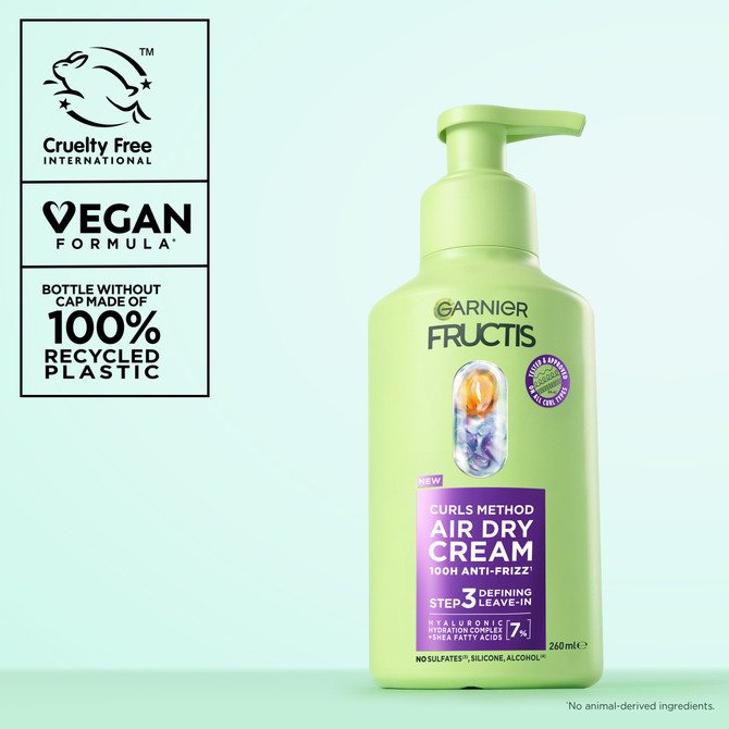 Garnier Fructis Curls Method Air Dry Cream Defining Leave-In, 100H anti-frizz definition