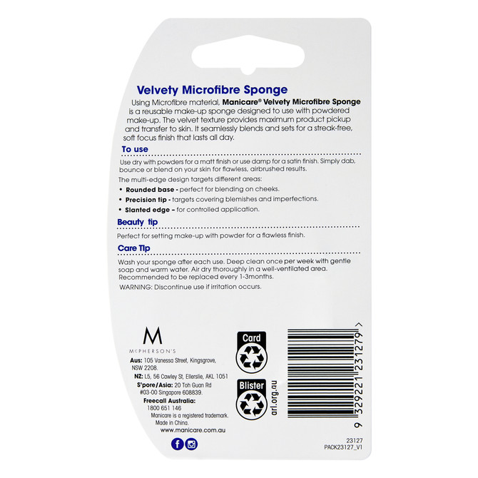 Manicare Velvety Microfibre Sponge