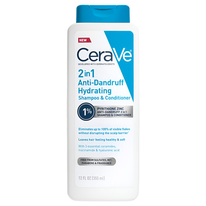 CeraVe Hair 2-In-1 Anti-Dandruff Hydrating Shampoo and Conditioner 355ml