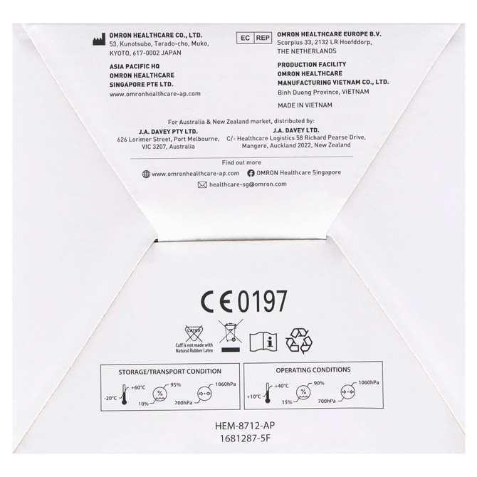 OMRON  BASIC BLOOD PRESSURE MONITOR HEM8712