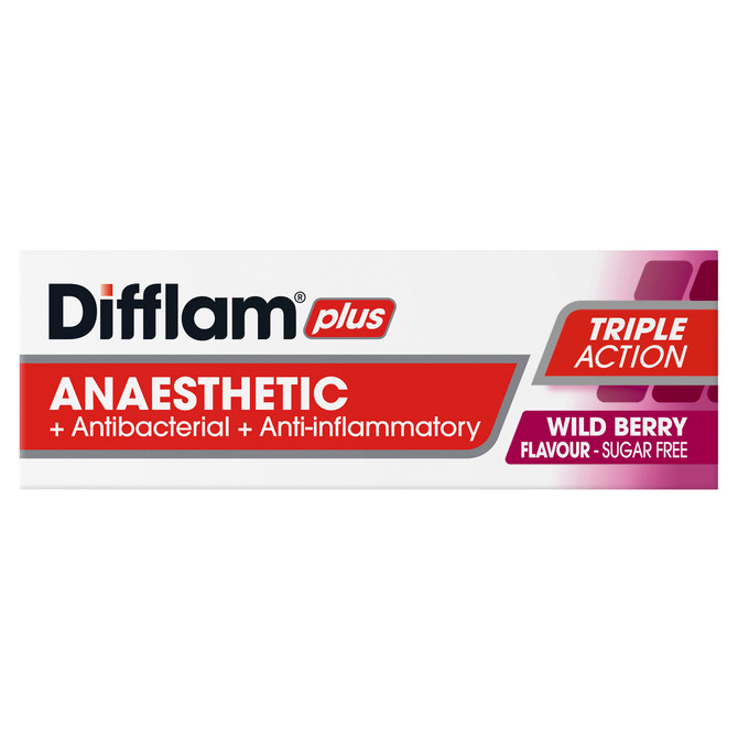 Difflam Plus Anaesthetic Sore Throat Pack  Wild Berry Flavour 16 Pack 
