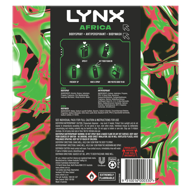 LYNX GIFTSET TRIO AFRICA R25 730 ML