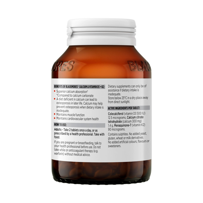 Blackmores Calcium & Vitamin D + K2 60 Tablets