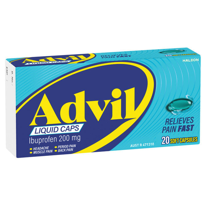 Advil Liquid Capsules, 200mg Ibuprofen 20 Pack - AU