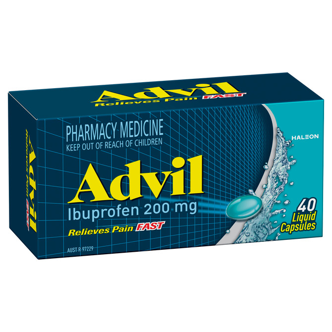 Advil Liquid Capsules for Fast & Effective Pain Relief 200mg Ibuprofen 40 Pack