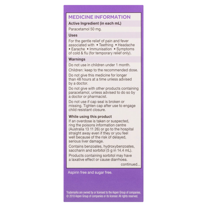Dymadon Paracetamol for Babies 1mth-2yrs ORANGE 60mL