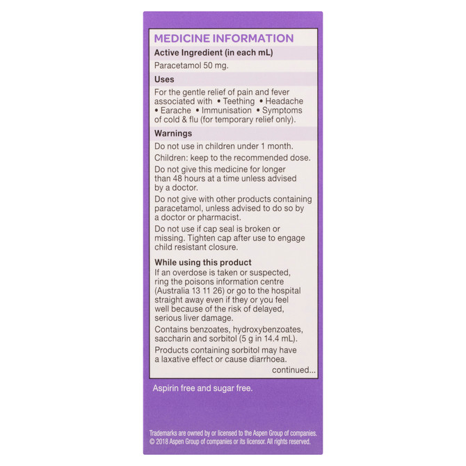 Dymadon Paracetamol for Babies 1mth-2yrs ORANGE 60mL