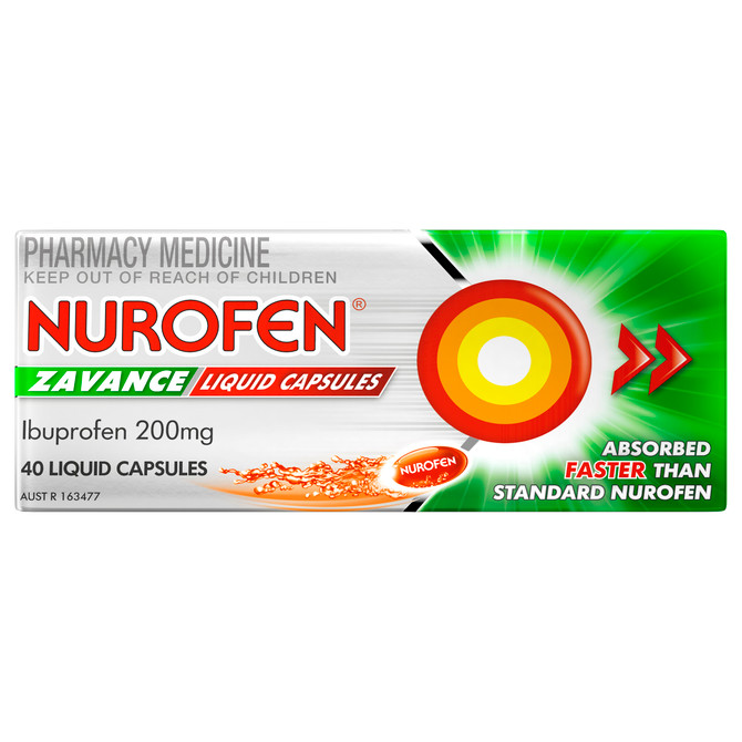 Nurofen Zavance Fast Pain Relief Liquid Capsules 200mg Ibuprofen 40 Pack