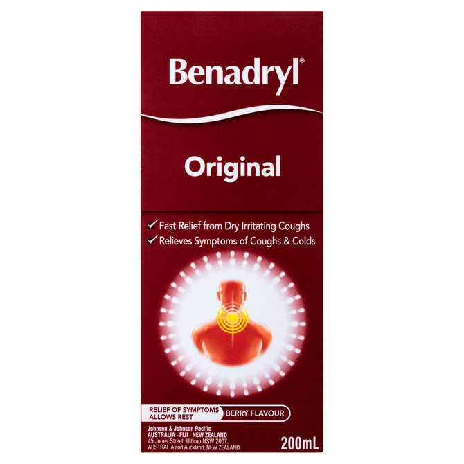 Benadryl Original Cough Liquid Berry Flavour 200mL S3