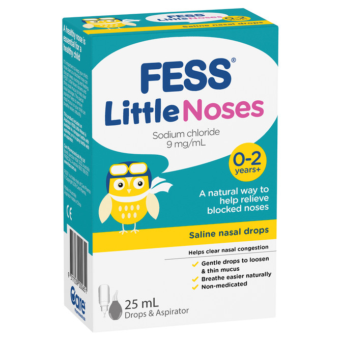 FESS Little Noses Saline Nasal Drops + Aspirator 25mL