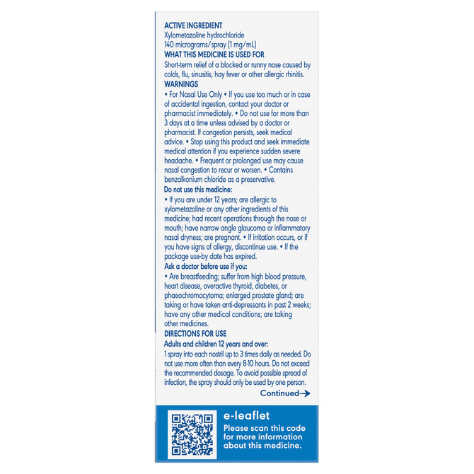 Otrivin Adult Nasal Spray for Blocked Nose 10mL