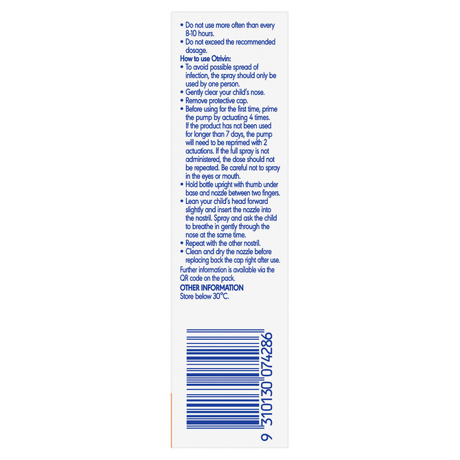 Otrivin Junior Nasal Spray, for Blocked Nose 10mL