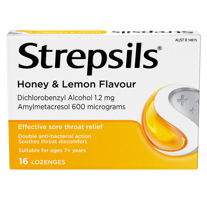 Strepsils Sore Throat Relief Honey & Lemon 16 Pack