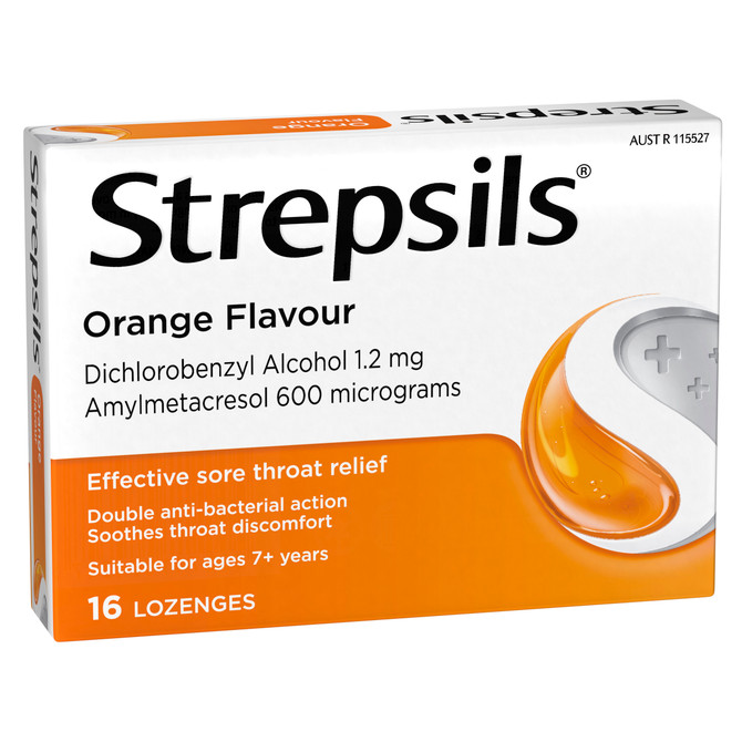 Strepsils Sore Throat Relief Orange 16 Pack