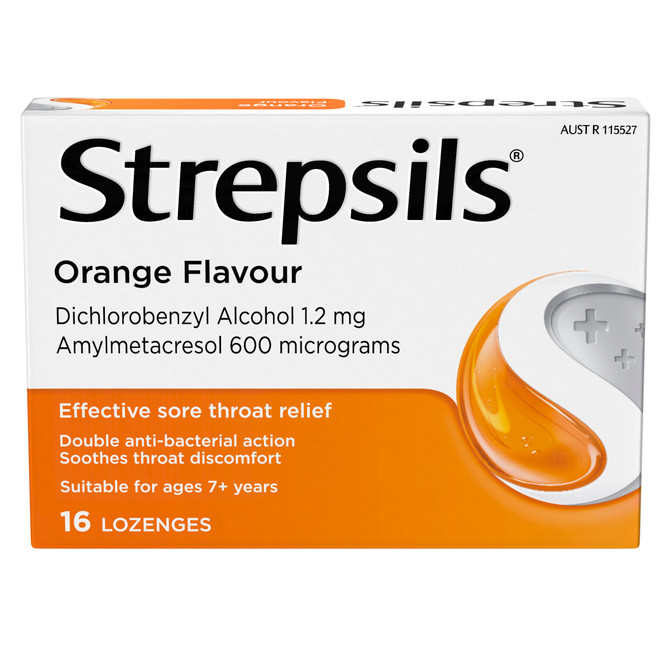 Strepsils Sore Throat Relief Orange 16 Pack