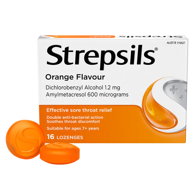 Strepsils Sore Throat Relief Orange 16 Pack