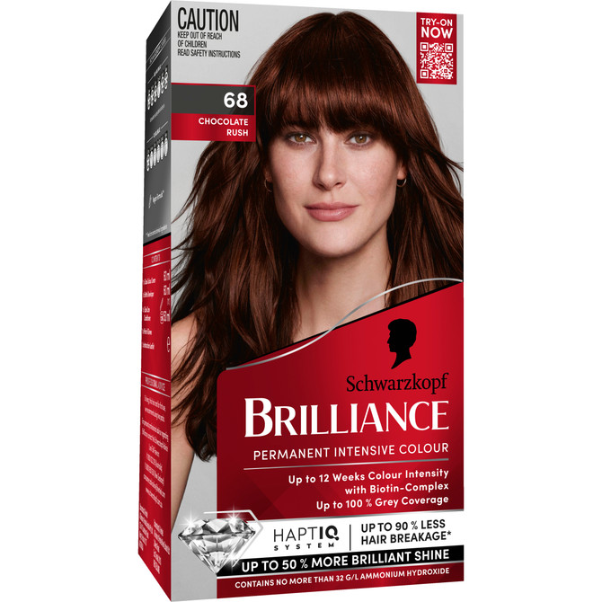 Schwarzkopf Brilliance Brown Hair Dye 68 Chocolate Rush Permanent Each