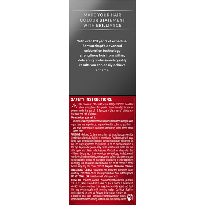 Schwarzkopf Brilliance Black Hair Dye 90 Black Permanent Each