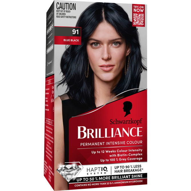 Schwarzkopf Brilliance Black Hair Dye 91 Blue Black Permanent Each