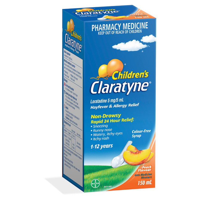 Children's Claratyne Allergy & Hayfever Relief Syrup Peach Flavour 150mL