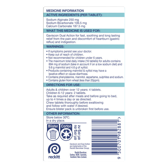 Gaviscon Dual Action Peppermint 16 Pack
