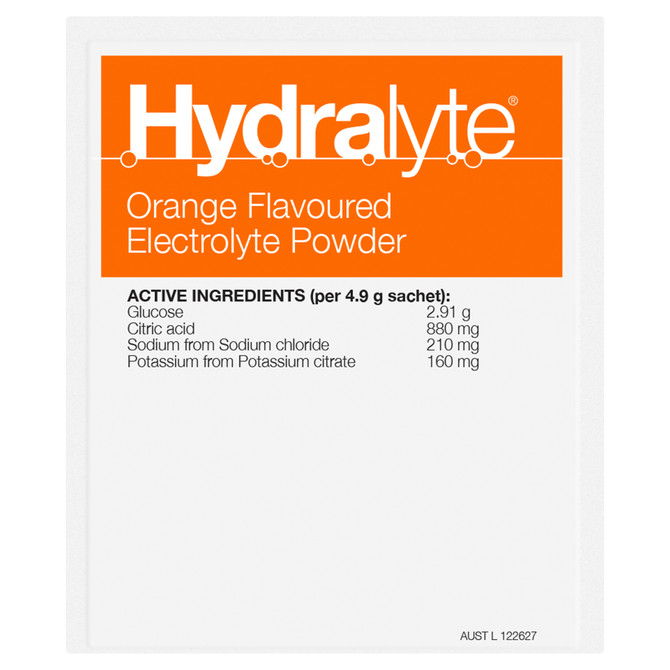 Hydralyte Electrolyte Powder Orange Flavoured 10 Pack