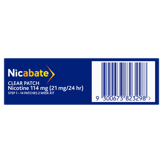 Nicabate Clear Patch Stop Smoking Transdermal drug delivery system Nicotine 21mg 14 Pack