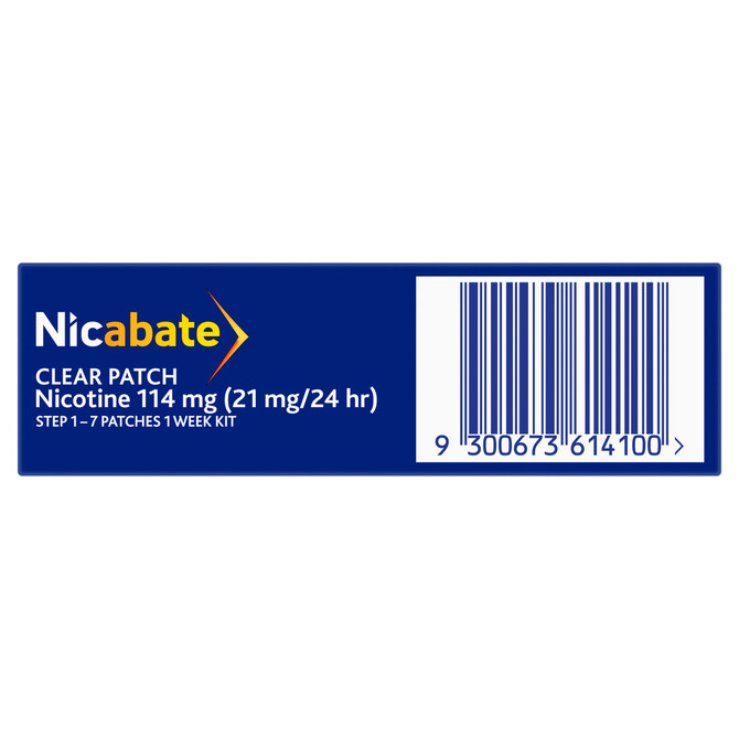Nicabate Clear Patch Stop Smoking Transdermal drug delivery system Nicotine 21mg 7 Pack