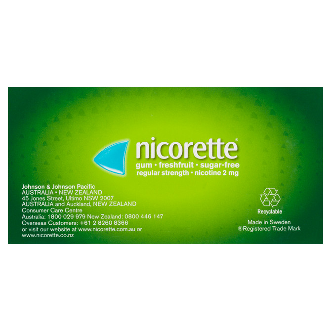 Nicorette Quit Smoking Regular Strength Nicotine Gum Freshfruit 105 Pack