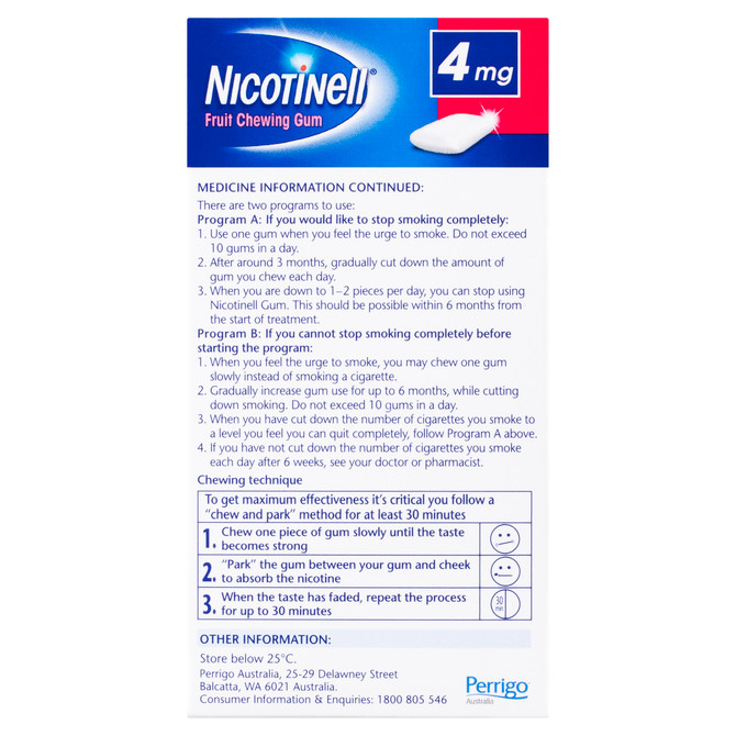 Nicotinell Stop Smoking Fruit Gum Extra Strength 4mg 96 Pack