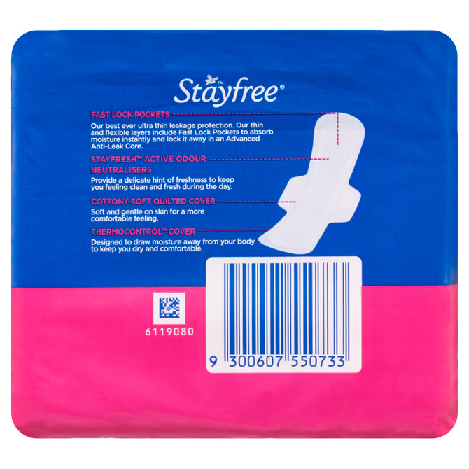 Stayfree Ultra Thin Super Pads With Wings 12 Pack