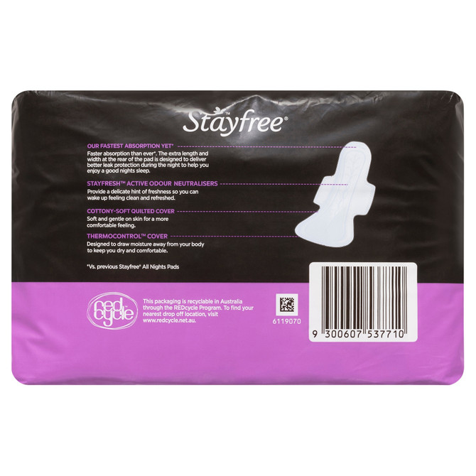 Stayfree All Nights Pads With Wings 10 Pack