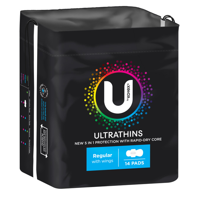 U by Kotex Ultrathin Pads Regular with Wings 14 Pack
