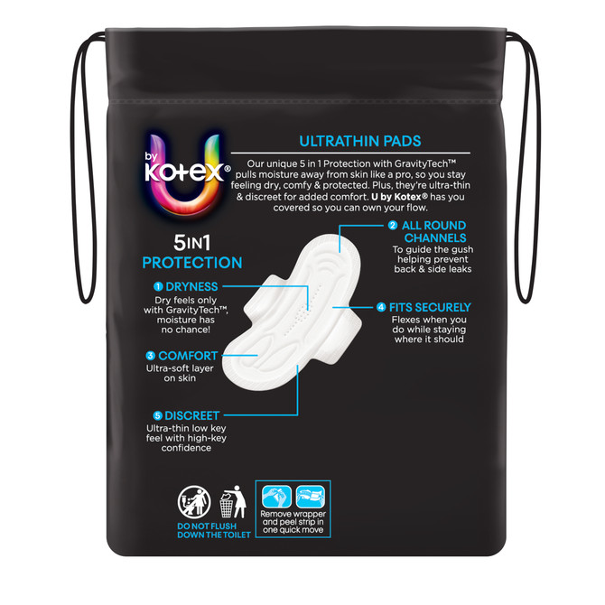 U by Kotex Ultrathin Pads Regular with Wings 14 Pack