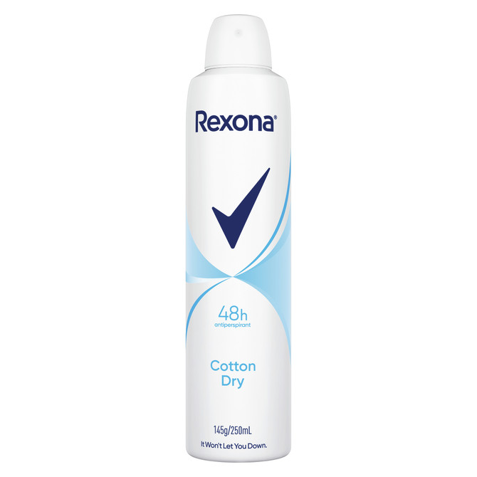 Rexona Women Deodorant aerosol antiperspirant Cotton Dry 48-hour sweat and odour protection 250 mL