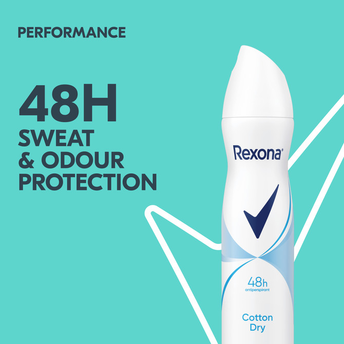 Rexona Women Deodorant aerosol antiperspirant Cotton Dry 48-hour sweat and odour protection 250 mL
