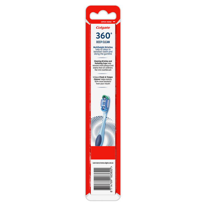 Colgate 360° Deep Clean Manual Toothbrush, Medium 1 Pack