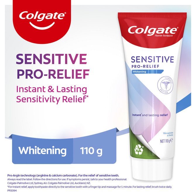 Colgate Sensitive Pro-Relief Whitening Toothpaste, 110g, Clinically Proven Sensitive Teeth Pain Relief