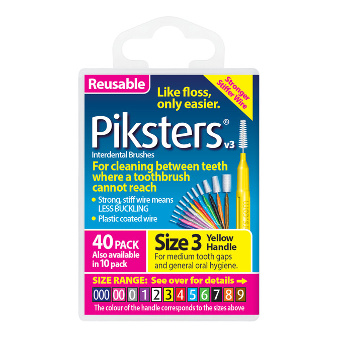 Piksters Interdental Brushes Yellow Size 3 40pk
