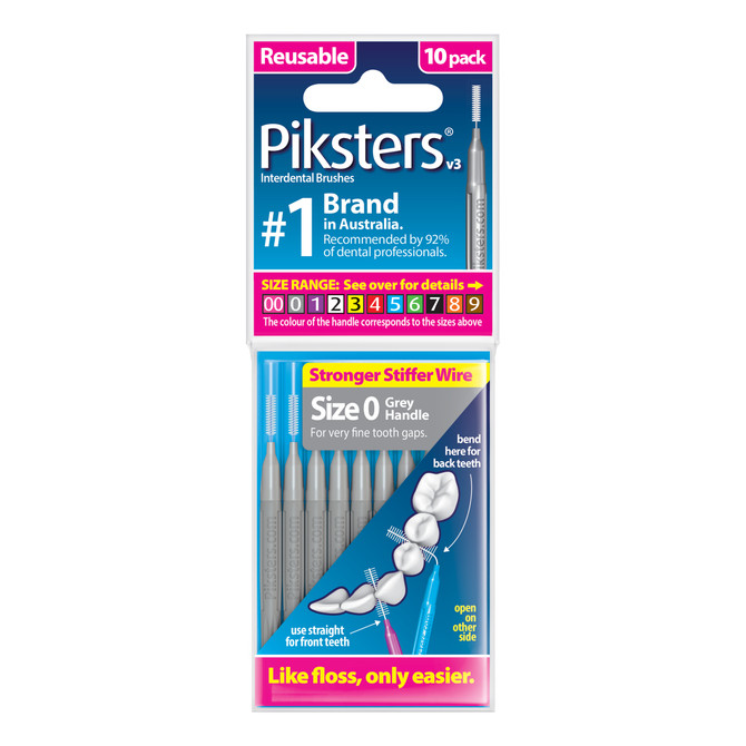 Piksters Interdental Brushes Grey Size 0 10pk