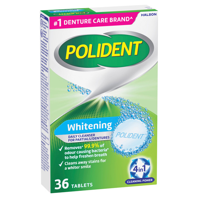 Polident Whitening Daily Cleanser for Dentures 36 Tablets